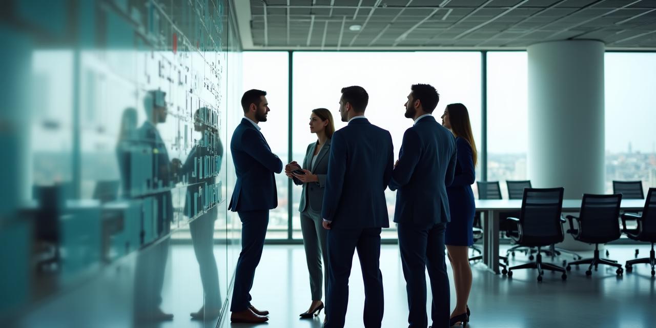 O echipă de consultanți analizând grafice de creștere strategică